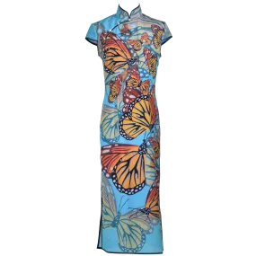 【BUTTERFLY】100% Silk Crystal Cheongsam (Cap Sleeve)