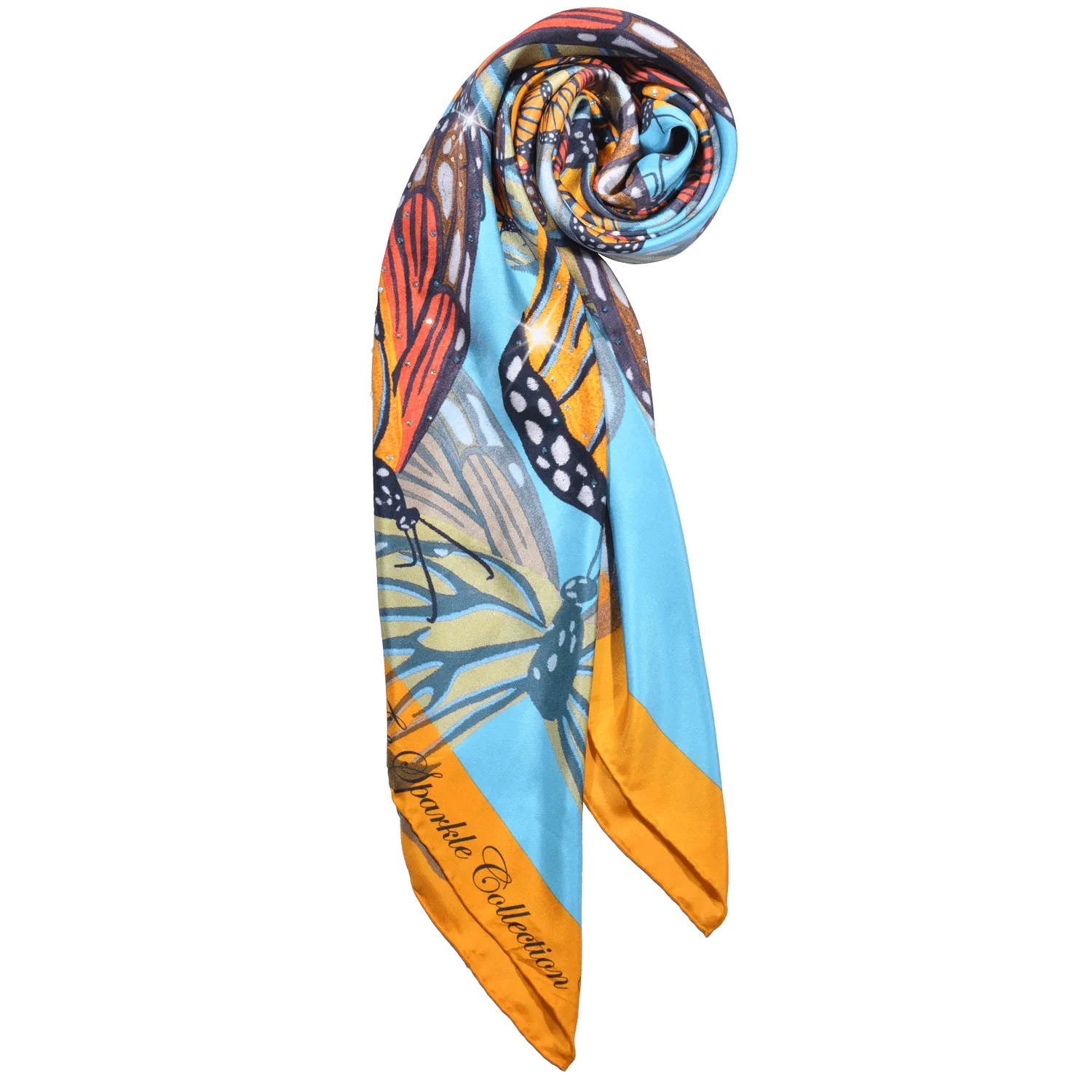 【BUTTERFLY】100% Silk Scarf with Crystals