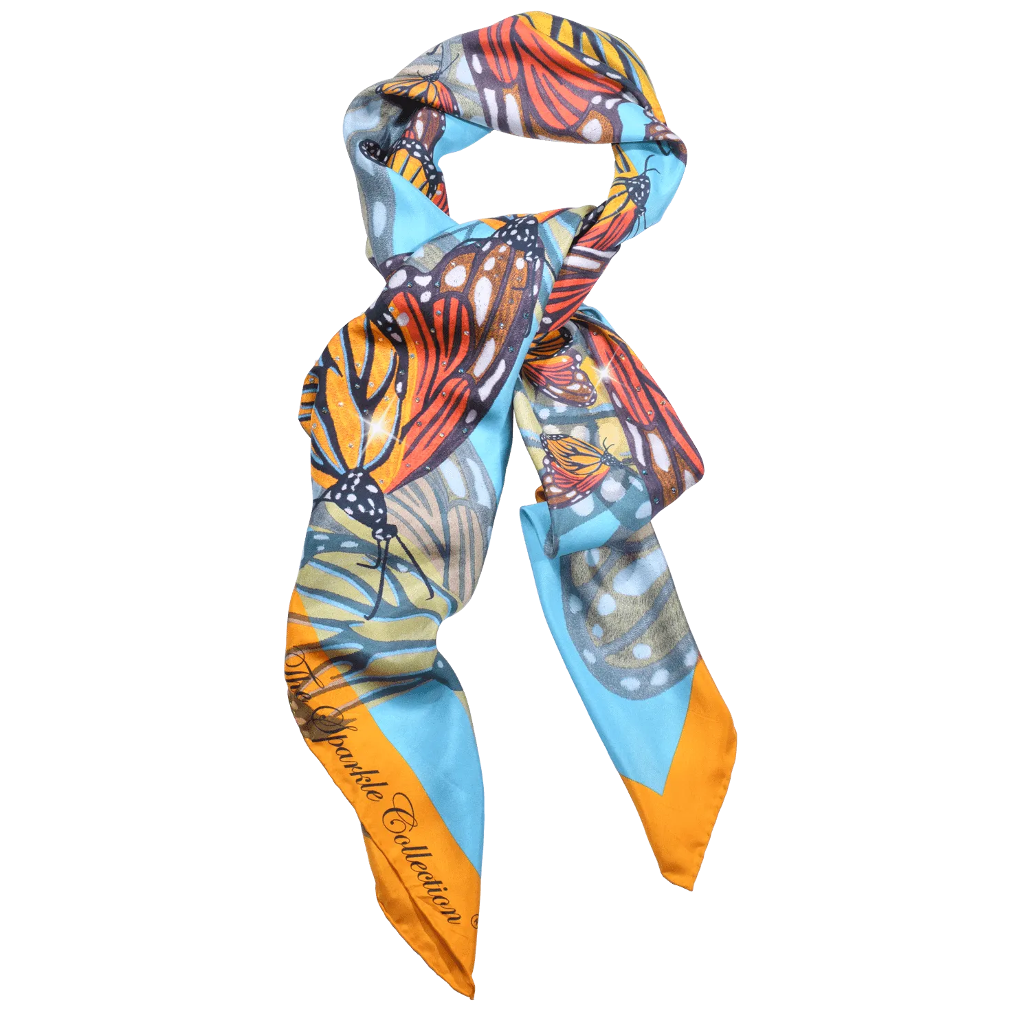 【BUTTERFLY】100% Silk Scarf with Crystals