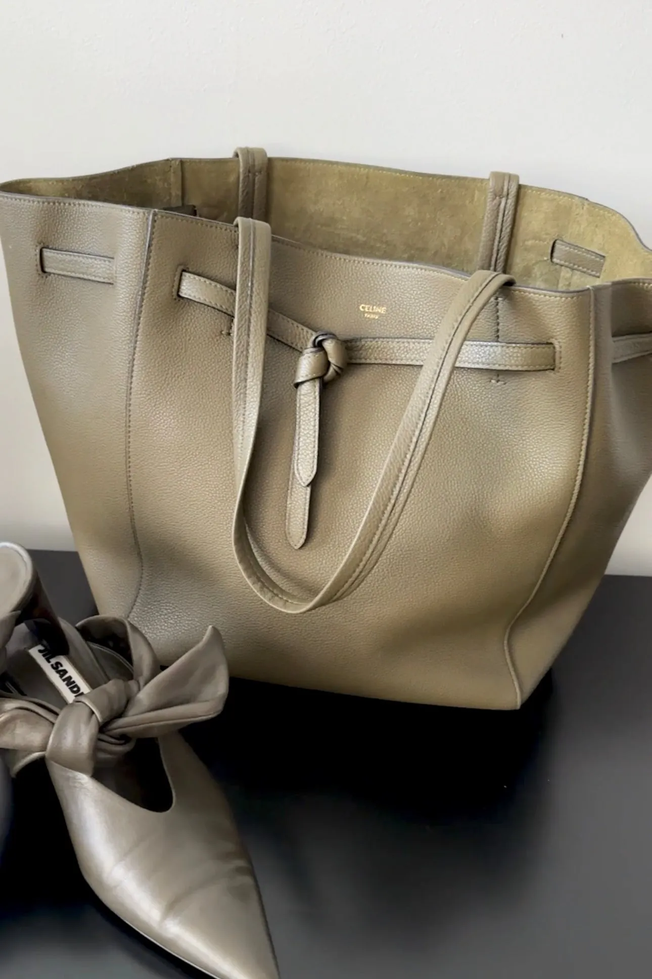 Celine Olive Green Leather Phantom Cabas Tote Bag