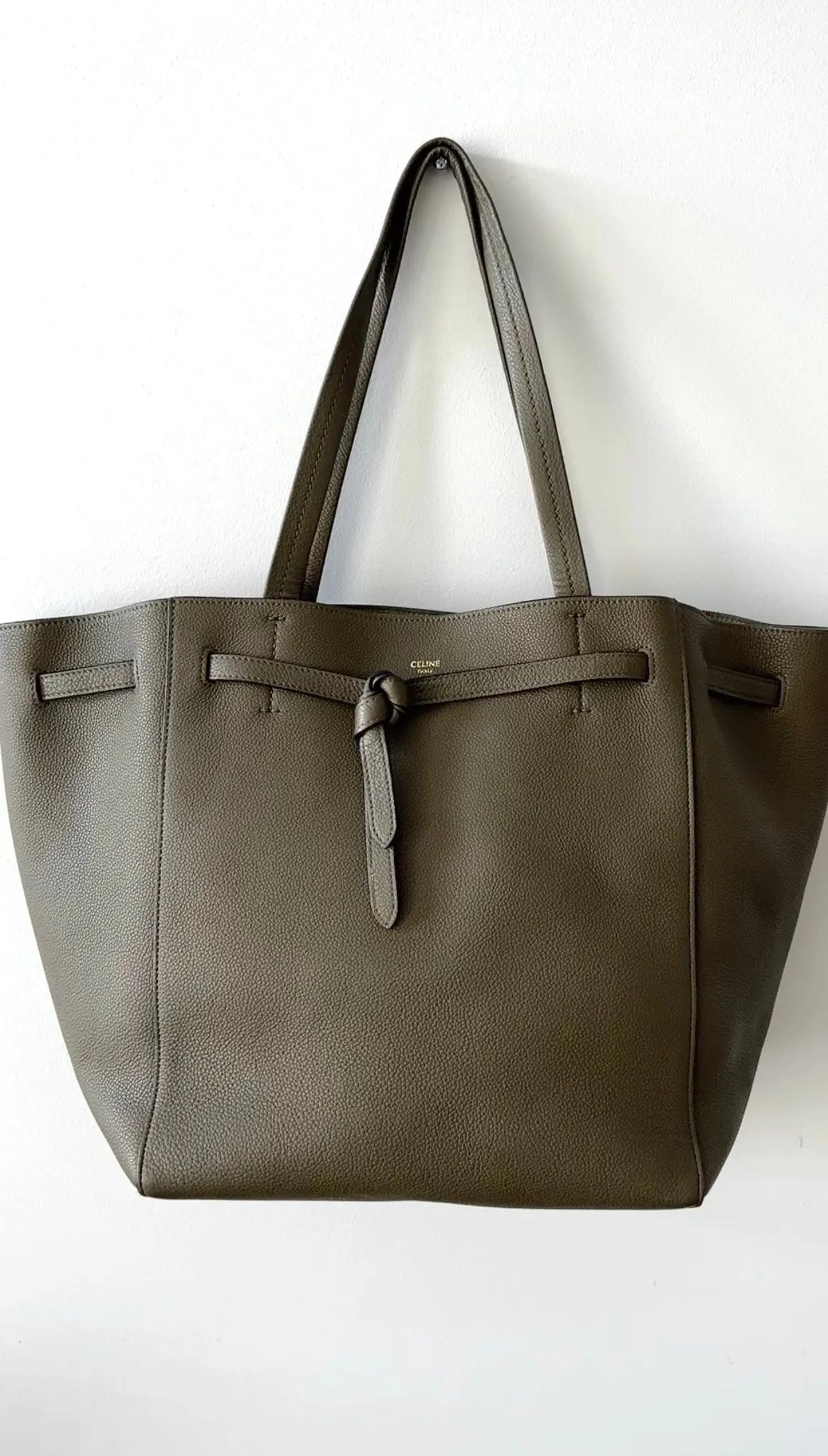 Celine Olive Green Leather Phantom Cabas Tote Bag