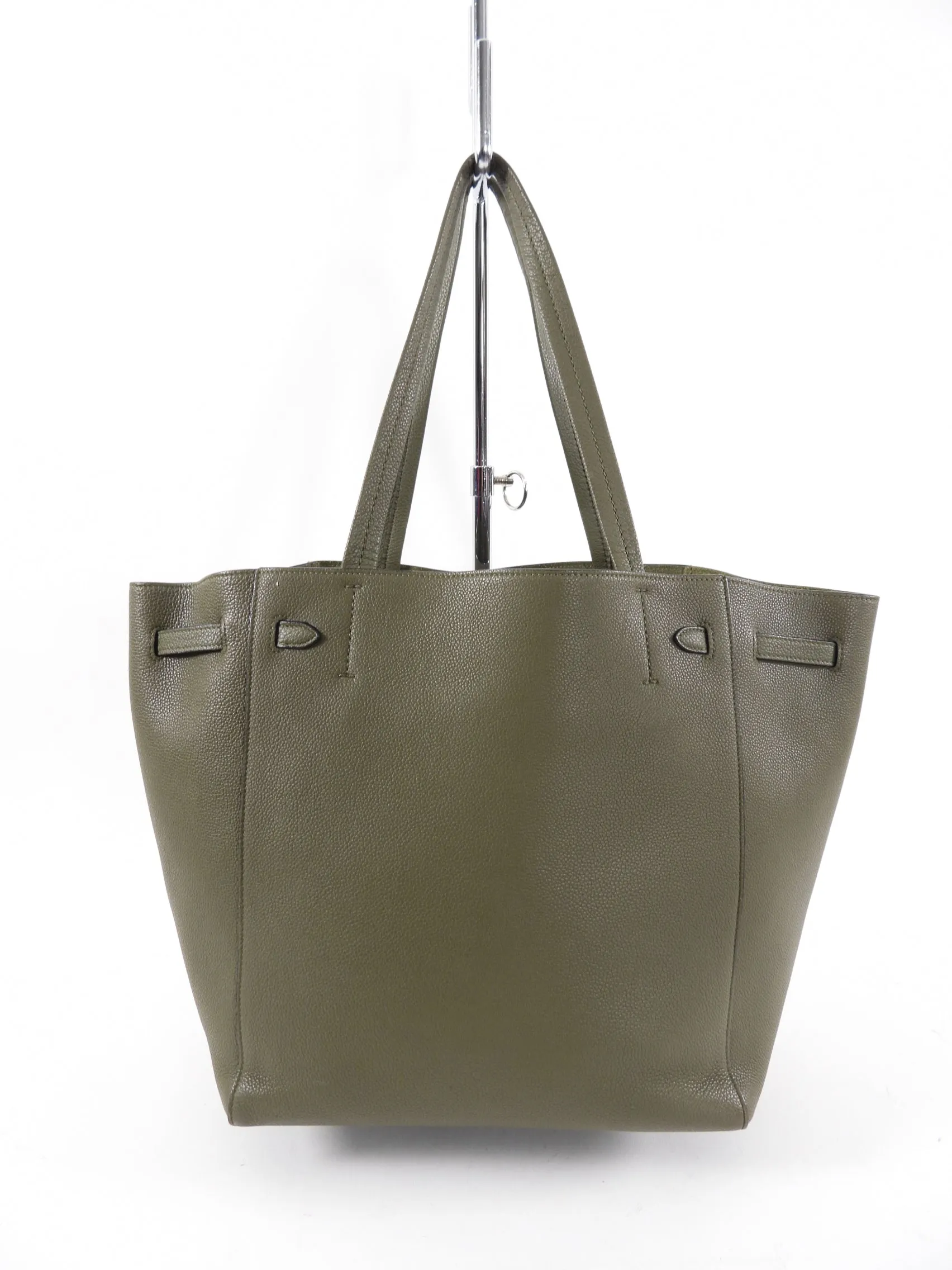 Celine Olive Green Leather Phantom Cabas Tote Bag