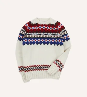 Chamula for Drake's Ecru and Red Fairisle Merino Jumper