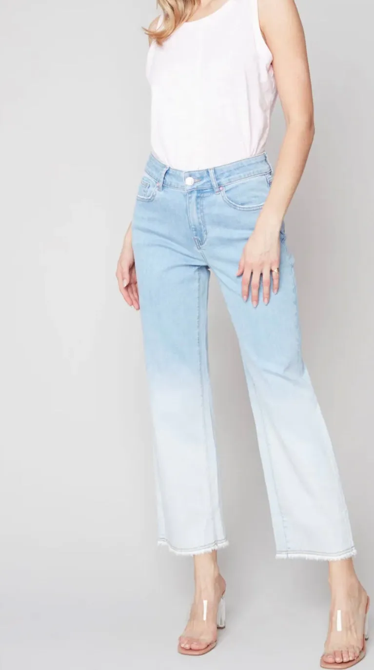 Charlie B Ombré Wide Leg Jeans - Ombre