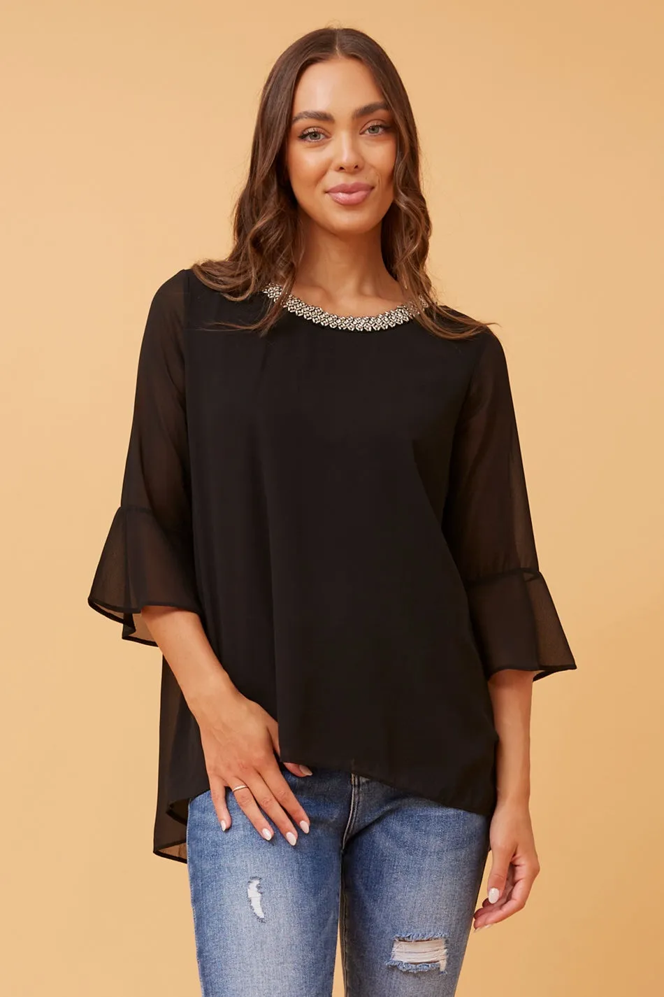 CHIKA BEADING NECK BLOUSE