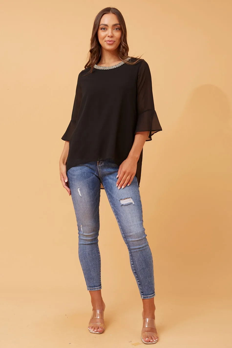 CHIKA BEADING NECK BLOUSE