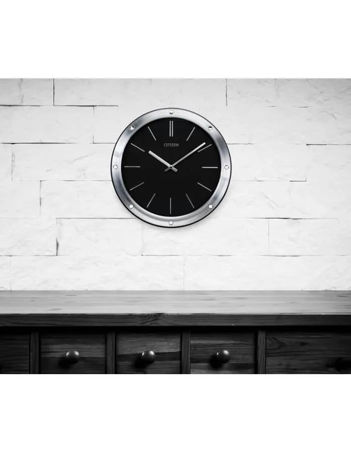 Citizen Gallery Modern Wall Clock - Silver-Tone - Black Dial