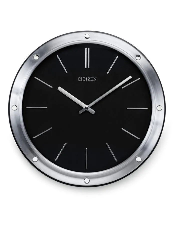 Citizen Gallery Modern Wall Clock - Silver-Tone - Black Dial