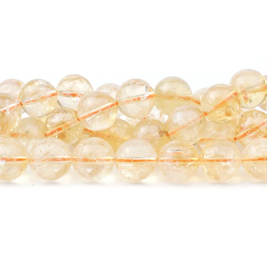 Citrine 10mm Round (Natural) A Grade - 15-16 inch