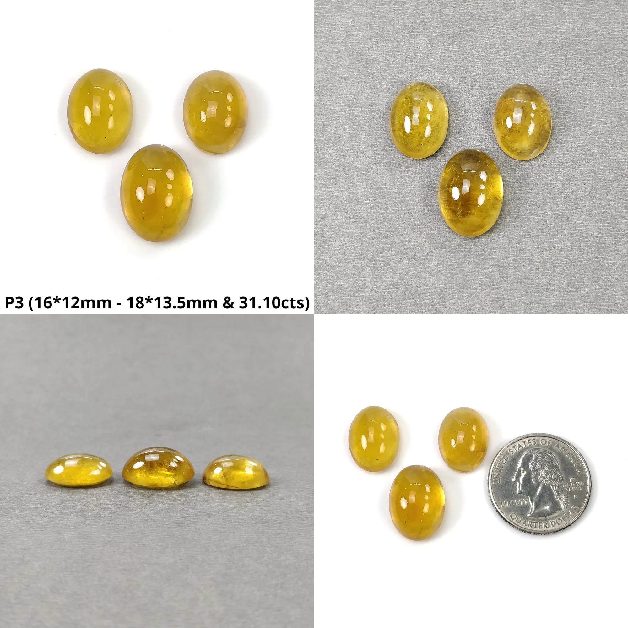 CITRINE Gemstone Cabochon : Natural Untreated Unheated Yellow Citrine Oval And Round Shape 1pcs 3pcs & 4pcs