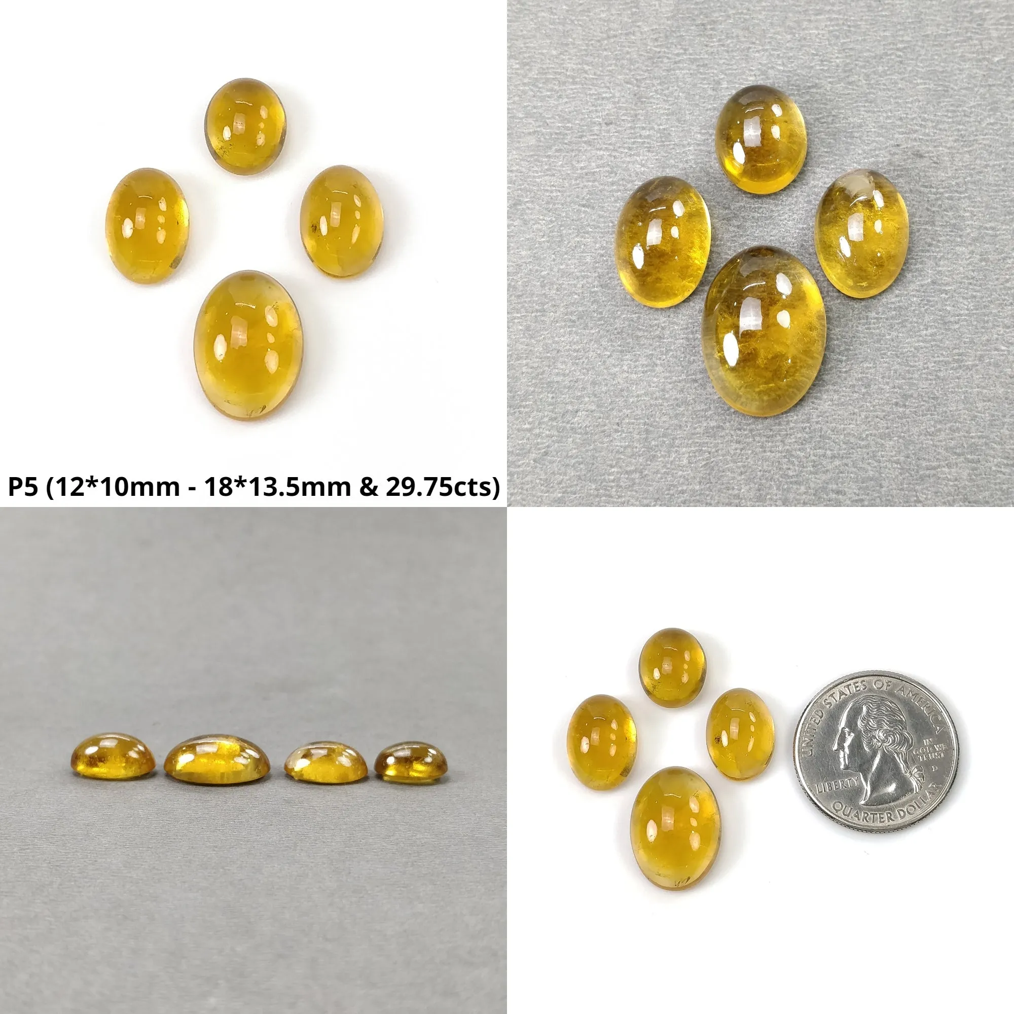 CITRINE Gemstone Cabochon : Natural Untreated Unheated Yellow Citrine Oval And Round Shape 1pcs 3pcs & 4pcs