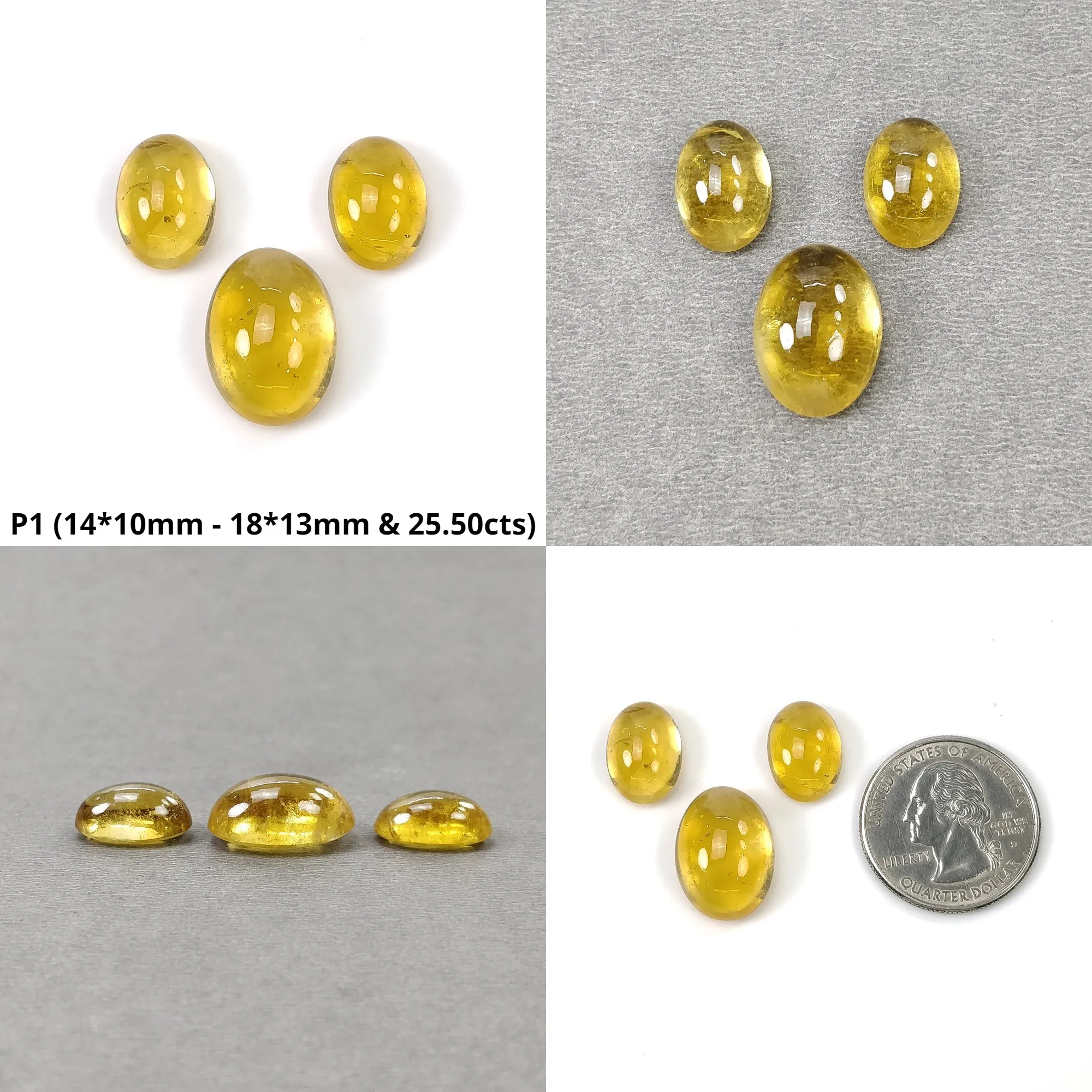 CITRINE Gemstone Cabochon : Natural Untreated Unheated Yellow Citrine Oval And Round Shape 1pcs 3pcs & 4pcs