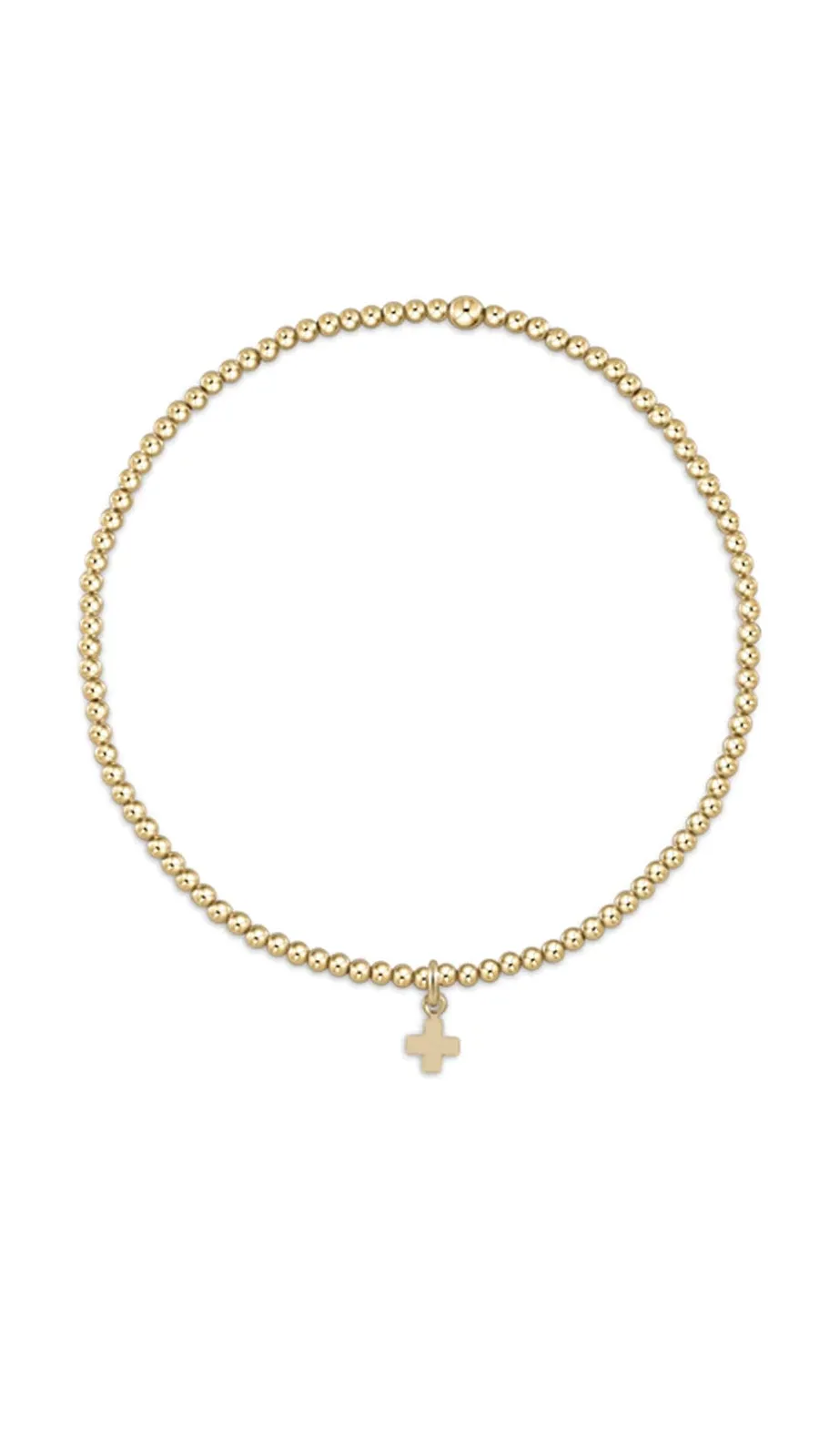 CLASSIC GOLD  BEAD BRACELET - SIGNATURE CROSS SMALL GOLD CHARM