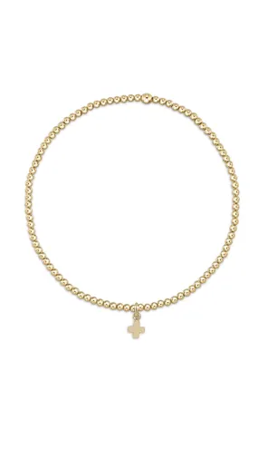 CLASSIC GOLD  BEAD BRACELET - SIGNATURE CROSS SMALL GOLD CHARM