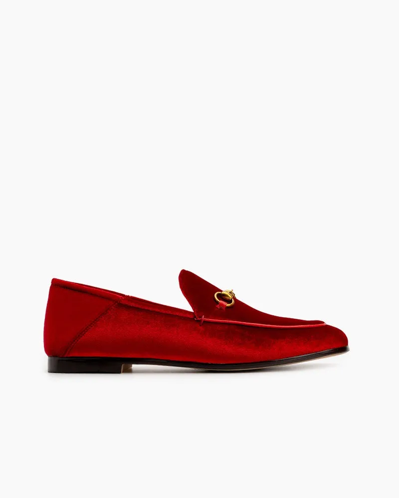 Classic Metal Buckle Velvet Loafers