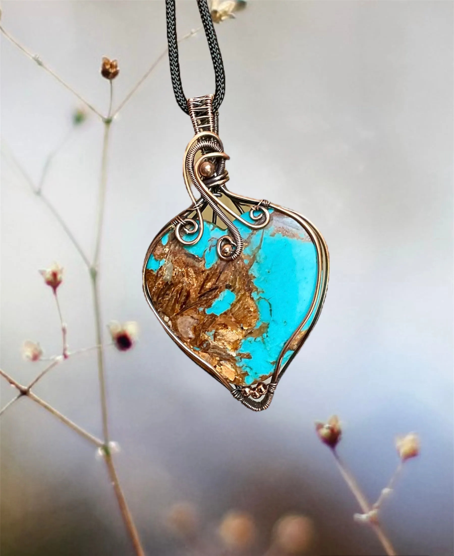 Copper Turquoise Heart Pendant