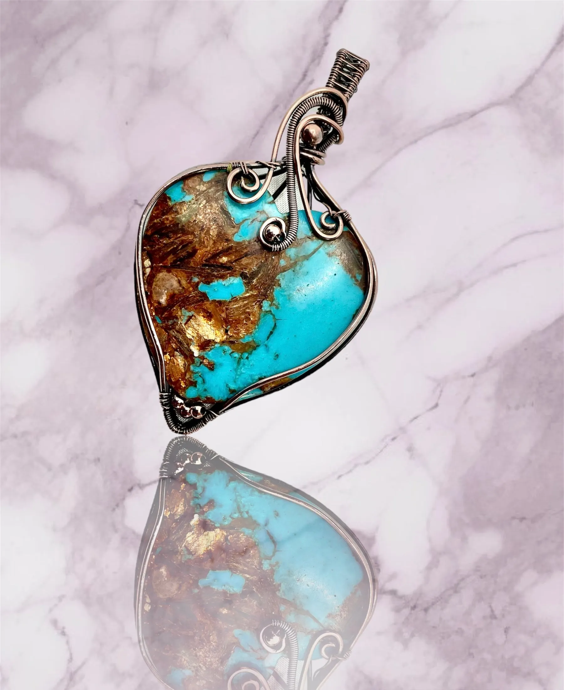 Copper Turquoise Heart Pendant