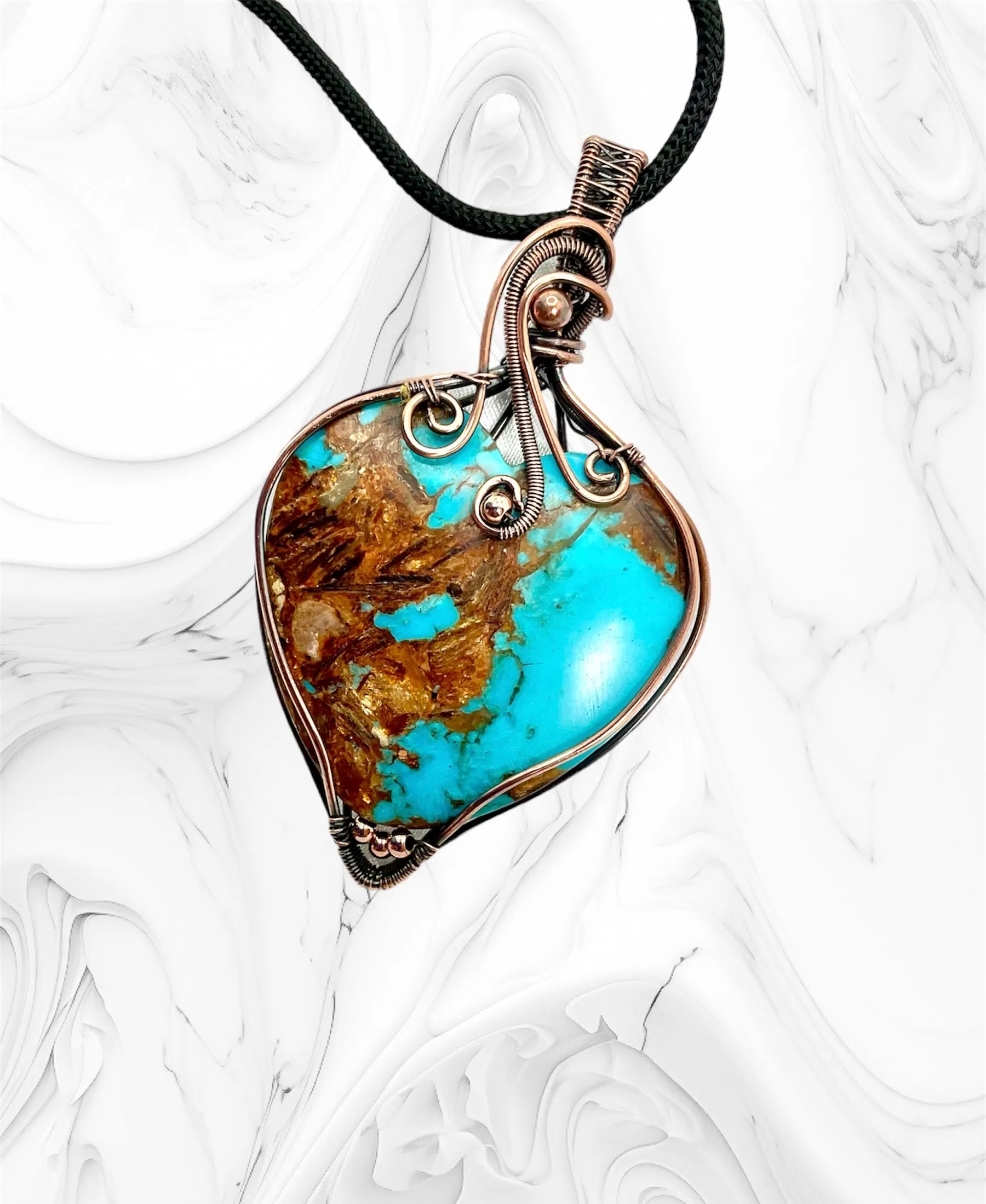 Copper Turquoise Heart Pendant