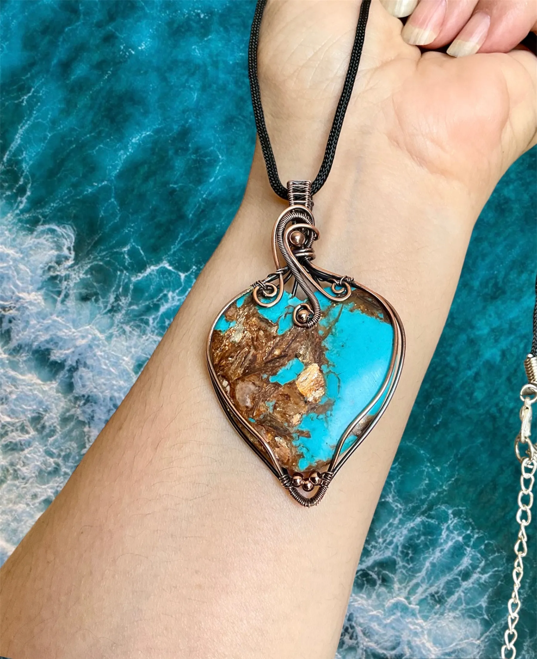 Copper Turquoise Heart Pendant