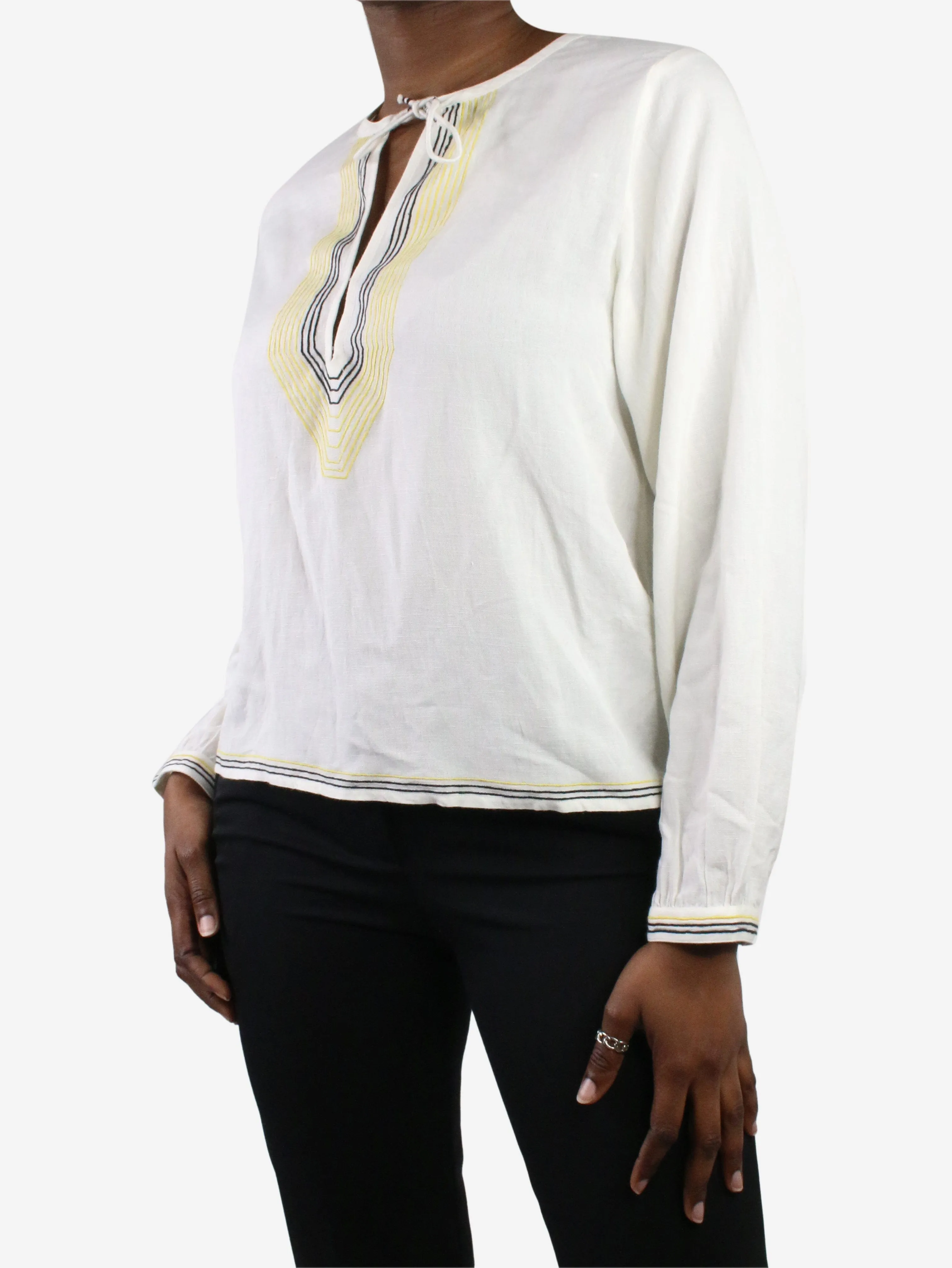 Cream embroidered blouse - size 3