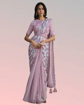 Crepe Satin  Embroidered Ready to Wear Saree