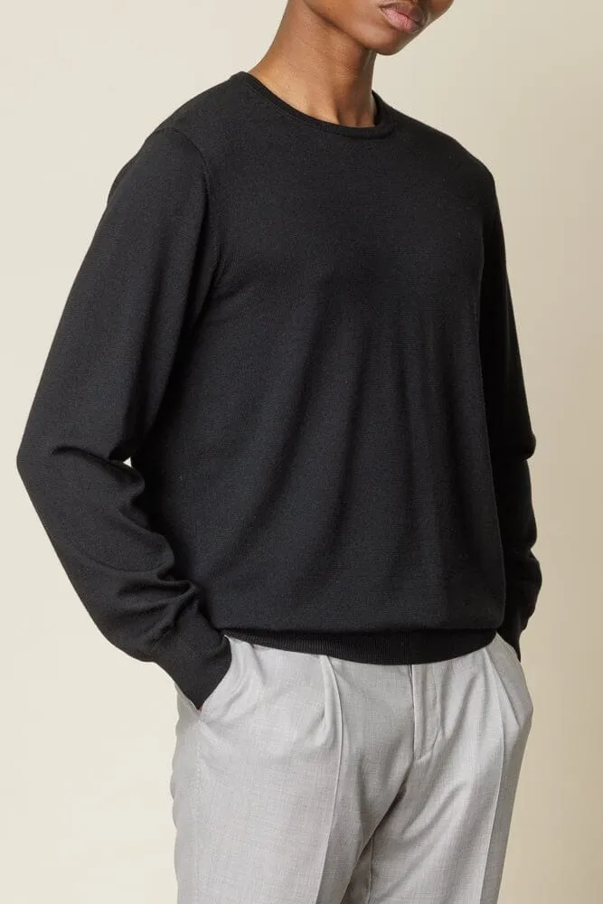 Crew Neck Merino Wool - Black