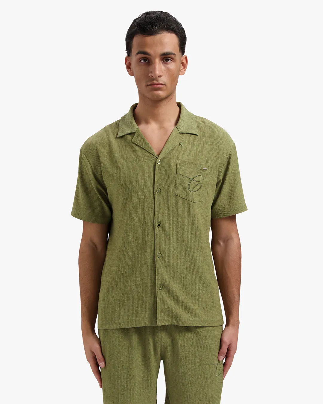 CROYEZ SEERSUCKER SHIRT - WASHED OLIVE