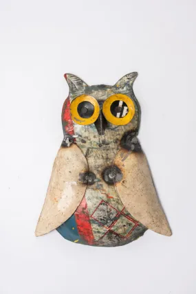 De Kulture Handcrafted Recycled Iron Owl Wall Mount Decorative Collectible Figurine Showpiece Beautify Home Office| Ideal for Holiday New Year Party Decoration, 5.5*0.5*6.5 (LWH) Inches