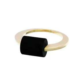 DECO CILINDRO BLACK AGATE RING