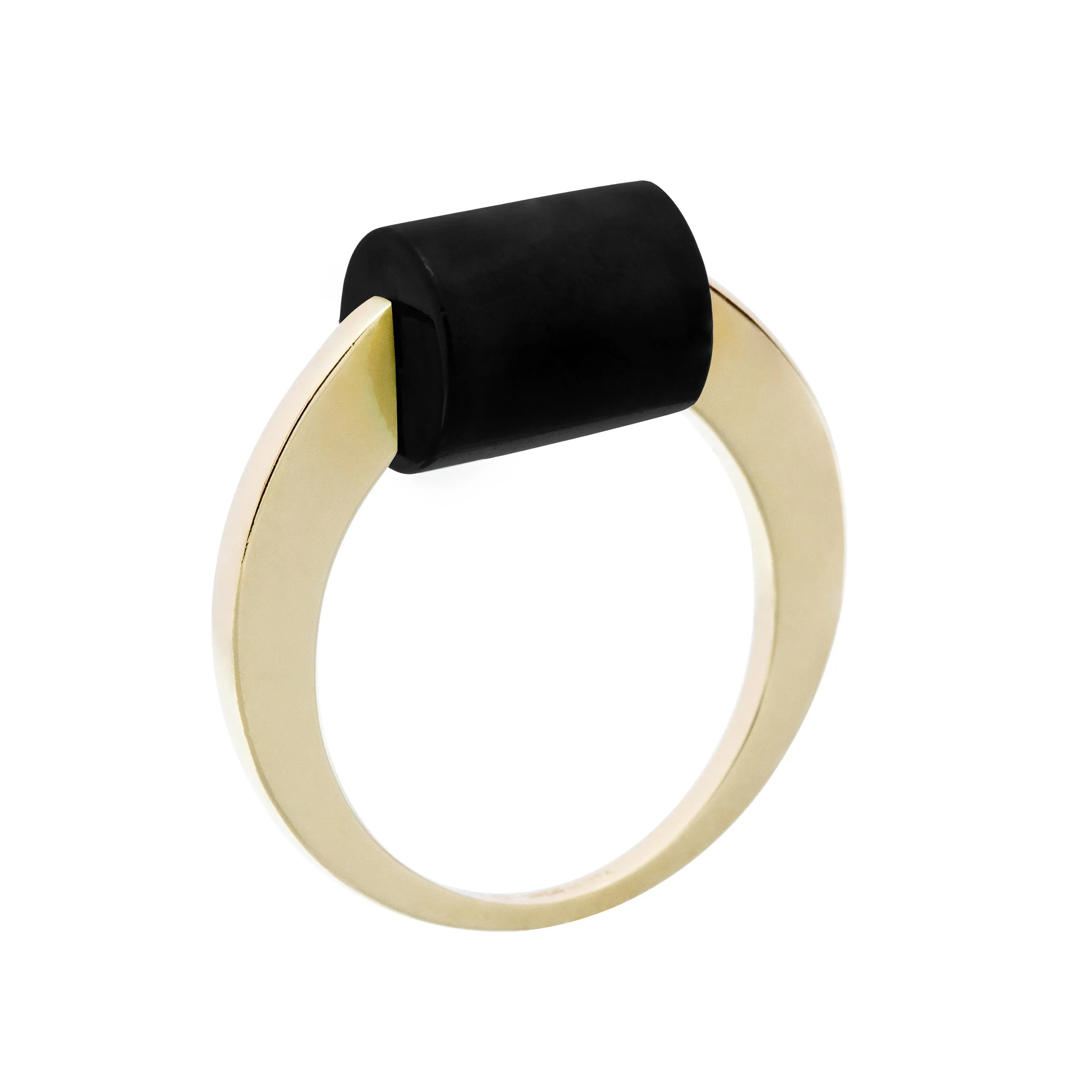 DECO CILINDRO BLACK AGATE RING