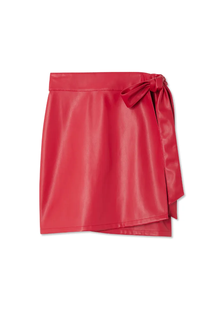 Deep Red Vegan Leather Mini Jaspre Skirt