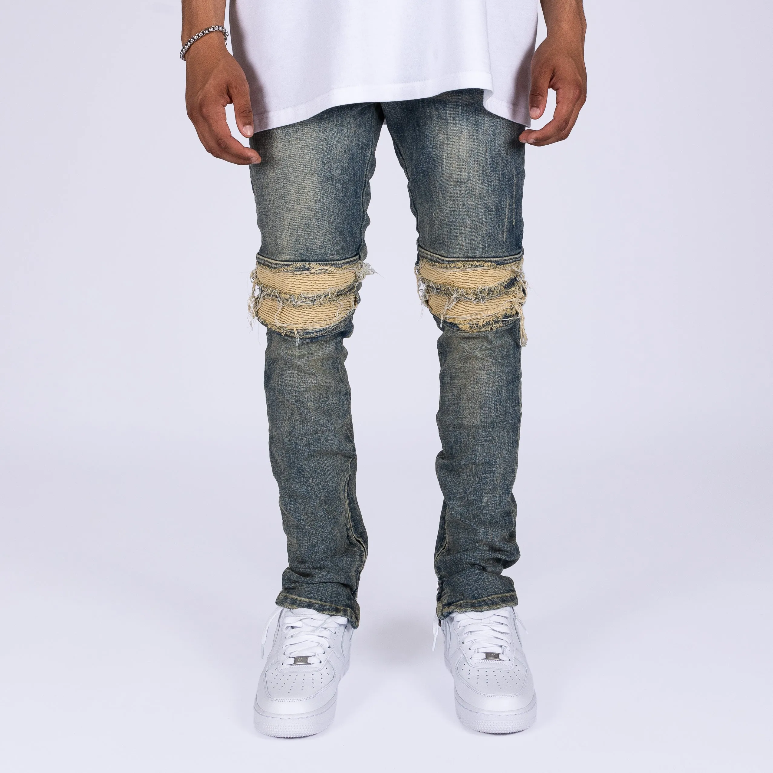 DENIM BIKER JEANS