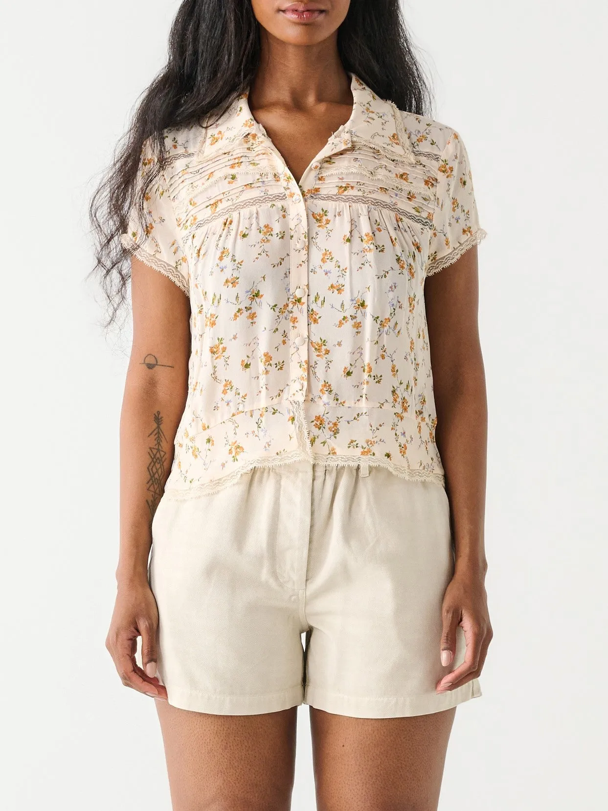 DEX Floral Button Front Blouse