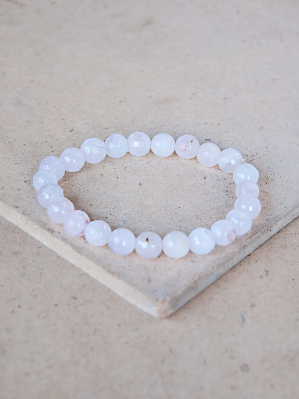 Diamond Cut Rose Quartz Mala Bracelet