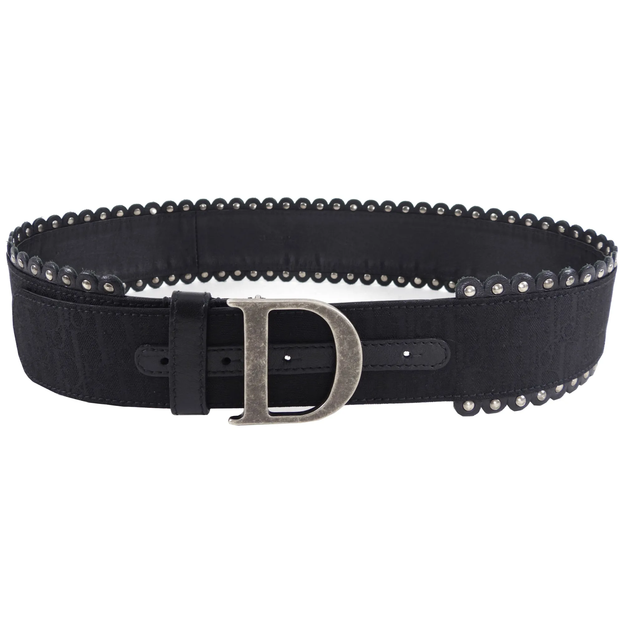 Dior Vintage 2000's Wide Oblique Studded D Belt - 31-35