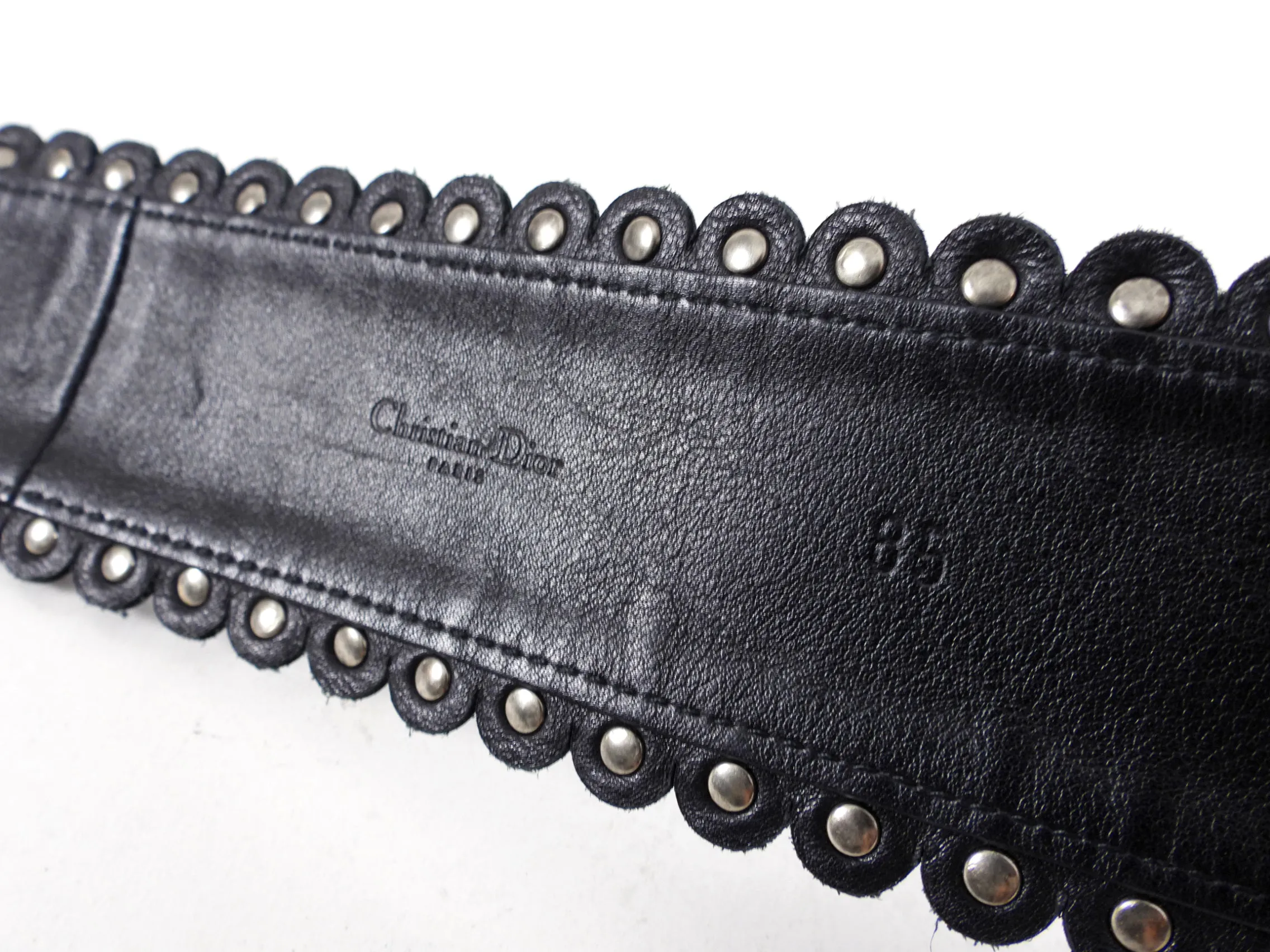 Dior Vintage 2000's Wide Oblique Studded D Belt - 31-35