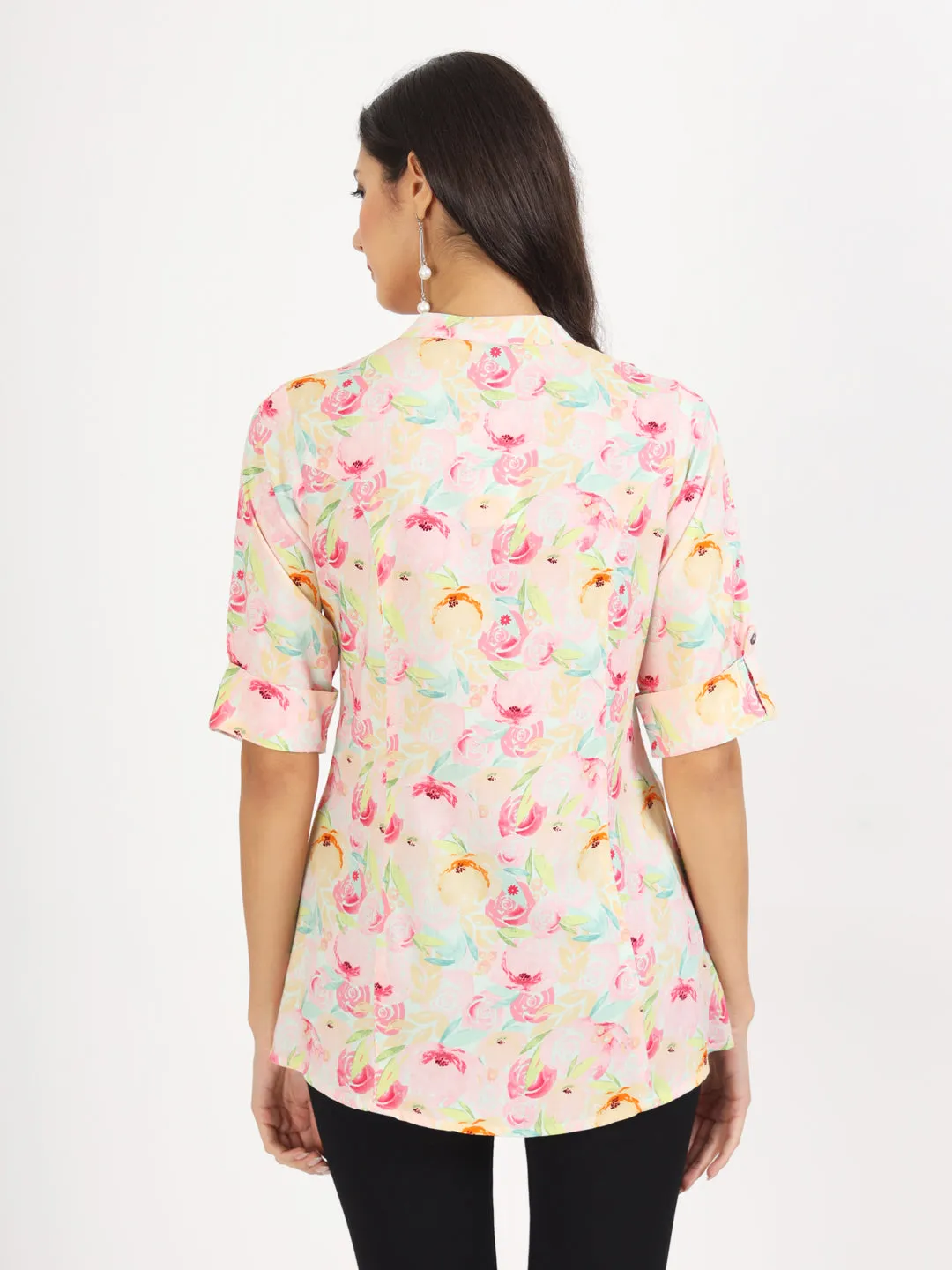 Divena Green Floral Printed Rayon Top