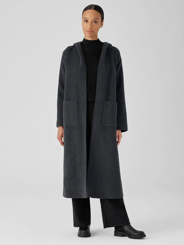 DOUBLE-FACE WOOL CLOUD HOODED COAT