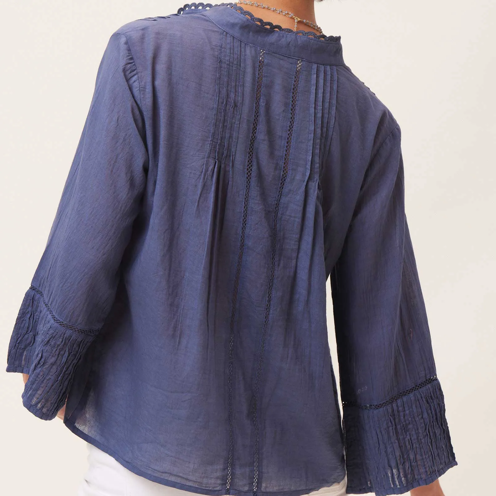 Easy Lightweight Navy Cotton Blouse