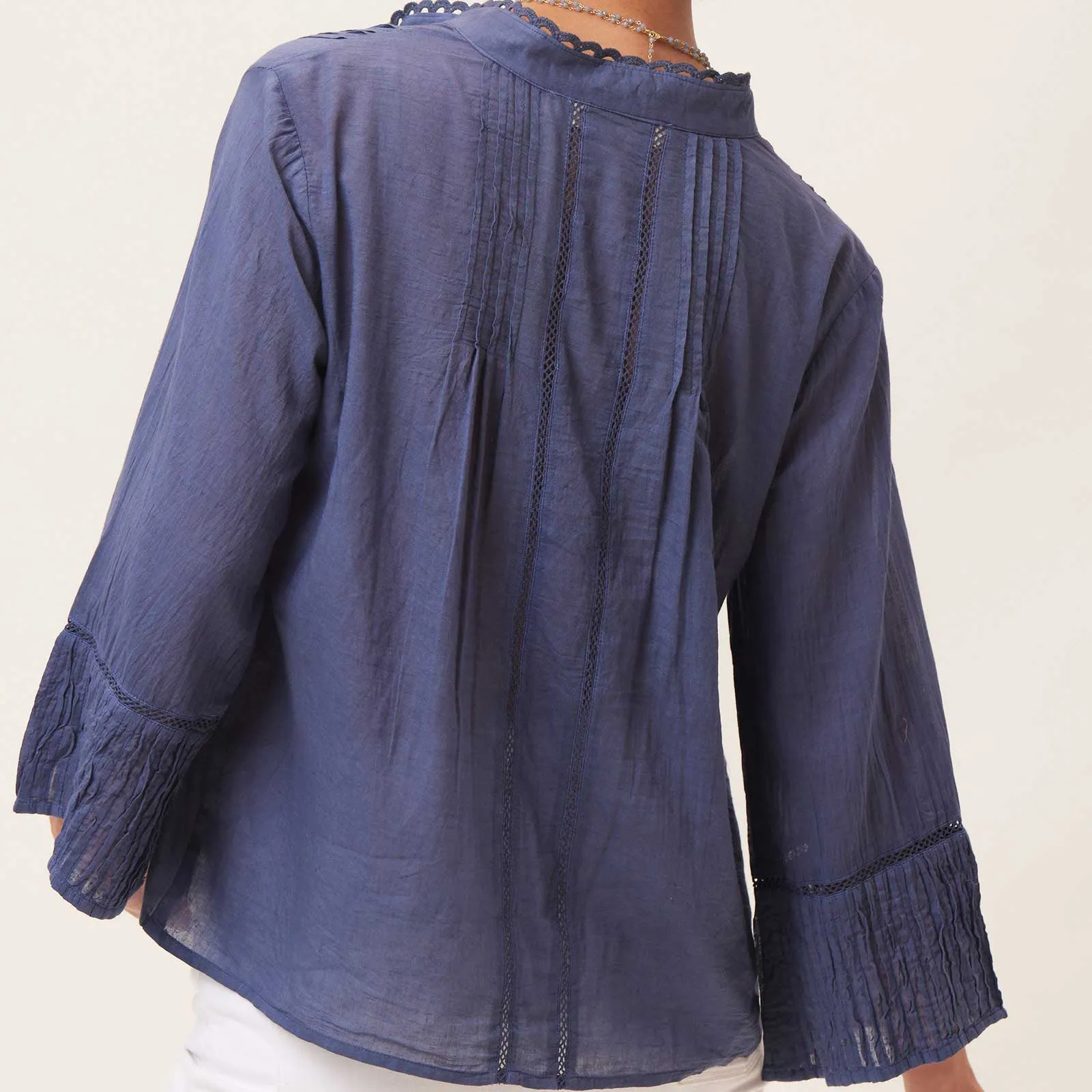 Easy Lightweight Navy Cotton Blouse