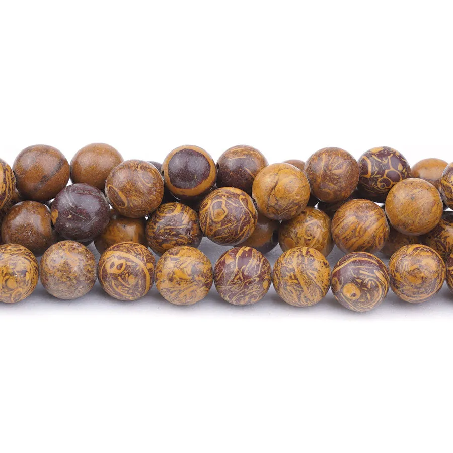 Elephant Skin Jasper Natural 10mm Round A Grade - 15-16 Inch