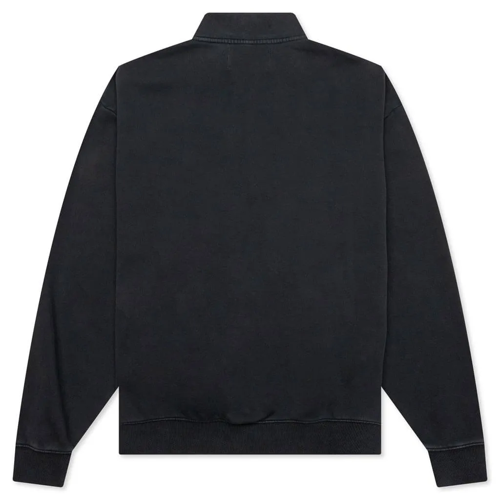 Embroidered Logo Quarter Zip Sweatshirt - Black