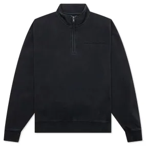 Embroidered Logo Quarter Zip Sweatshirt - Black