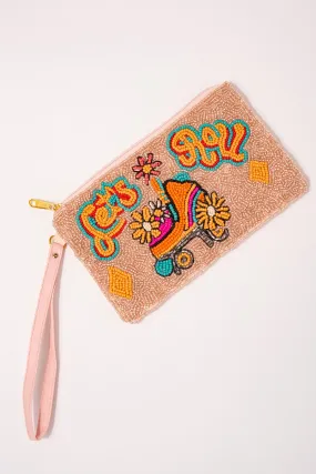 Emma "Let's Roll" Skates Coin Wristlet - Peach