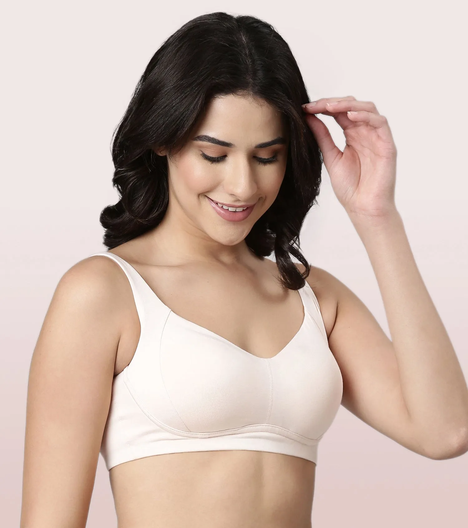 Enamor BambooBliss A077 Ultimate Softness Innovation Bamboo Cotton Full Support T-shirt Bra for Women- High Coverage, Padded and Wirefree