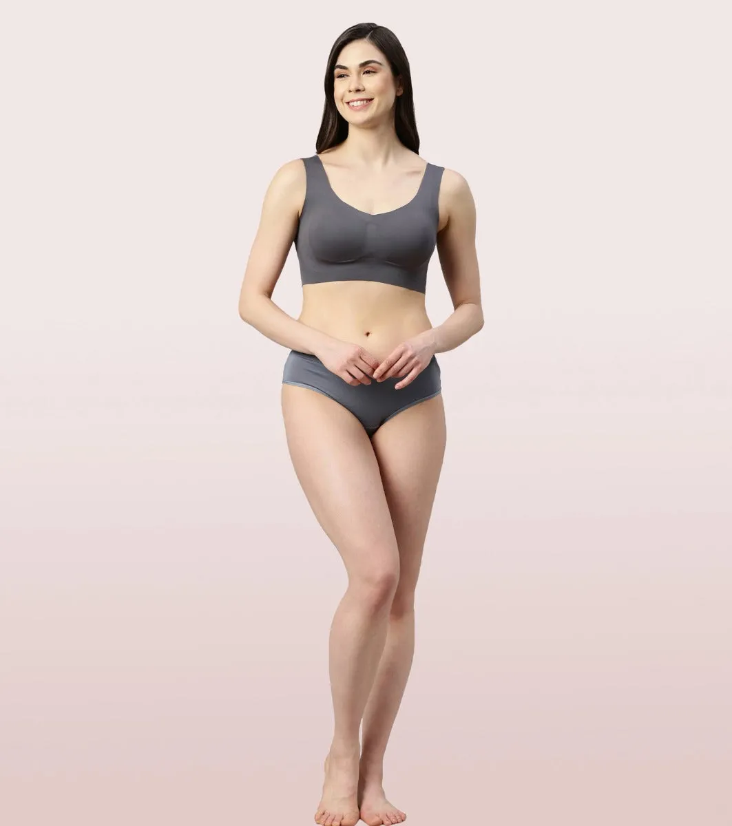 Enamor InvisiBra F070 Ultra Smooth Freedom Bra for Women- Padded Wirefree and Full Coverage - Ink Grey