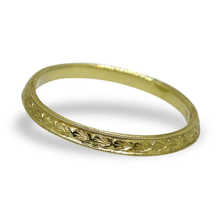 Engraved Gold Angle Band by Jolie