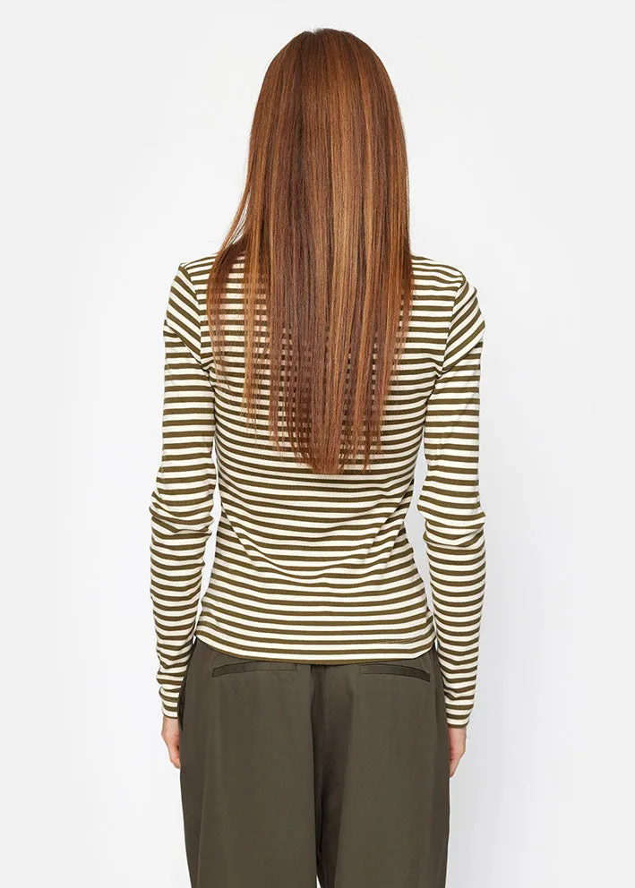 Esmé Studios Blossom Stripe LS T-shirt - Dark Olive