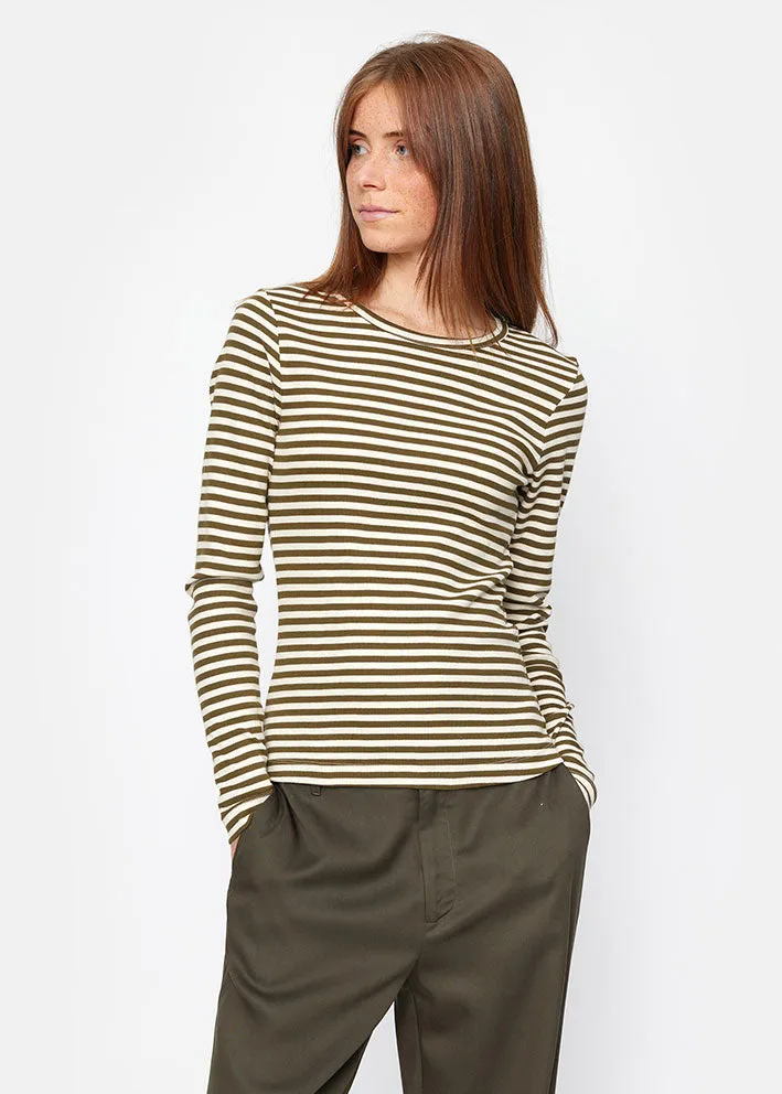 Esmé Studios Blossom Stripe LS T-shirt - Dark Olive