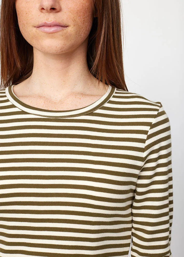 Esmé Studios Blossom Stripe LS T-shirt - Dark Olive